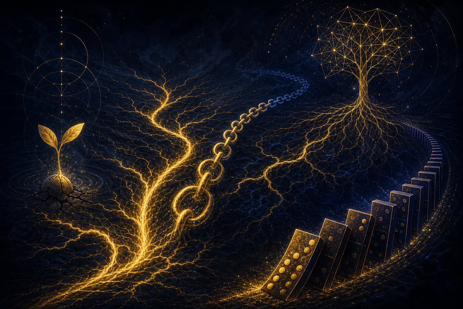 Cause & Effect — Hermetic principle illustration for Serpent Earth